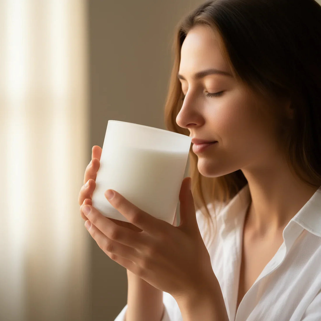 Woman Smelling Candle