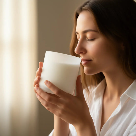 Woman Smelling Candle